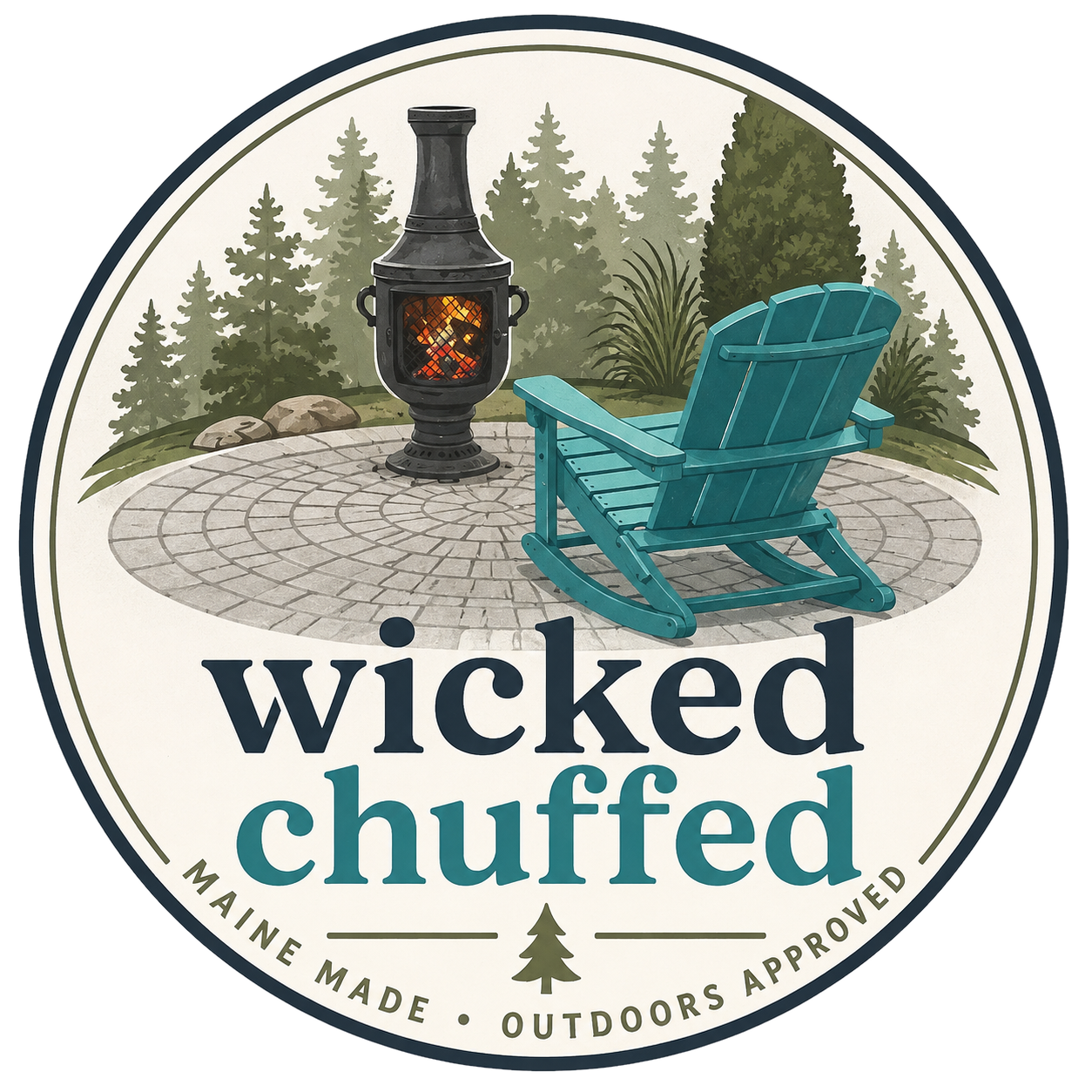 Wicked Chuffed, LLC badge logo — Maine made, outdoors approved